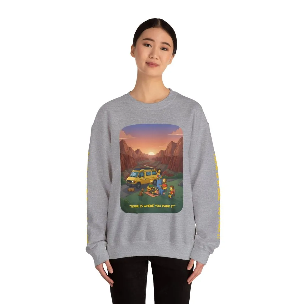 7985397782293367740_2048.jpeg Unisex Heavy Blend™ Crewneck Sweatshirt — "Home Is Where You Park It" Design Sitcom-Line