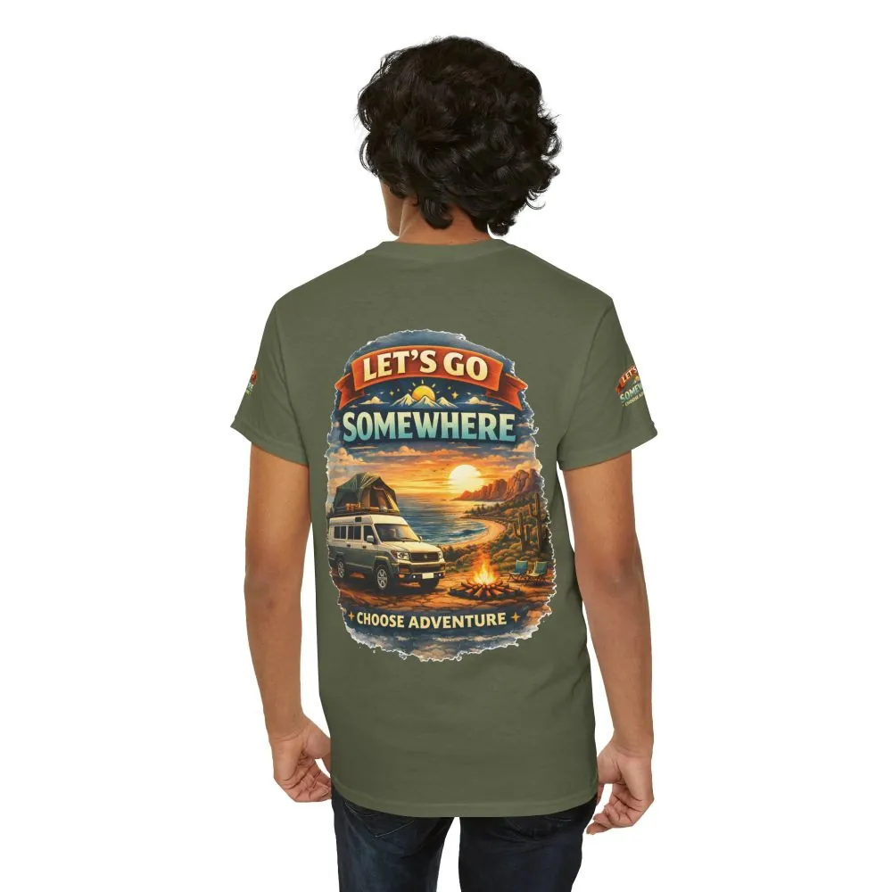 7986610623651956650_2048.jpeg Unisex Heavy Cotton Tee — "Lets Go Somewhere" Design Scenic-Line