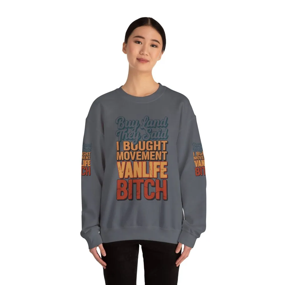 79927864412115846_2048.jpeg Unisex Heavy Blend™ Crewneck Sweatshirt — "Buy Land They Said" Design F**K-Line