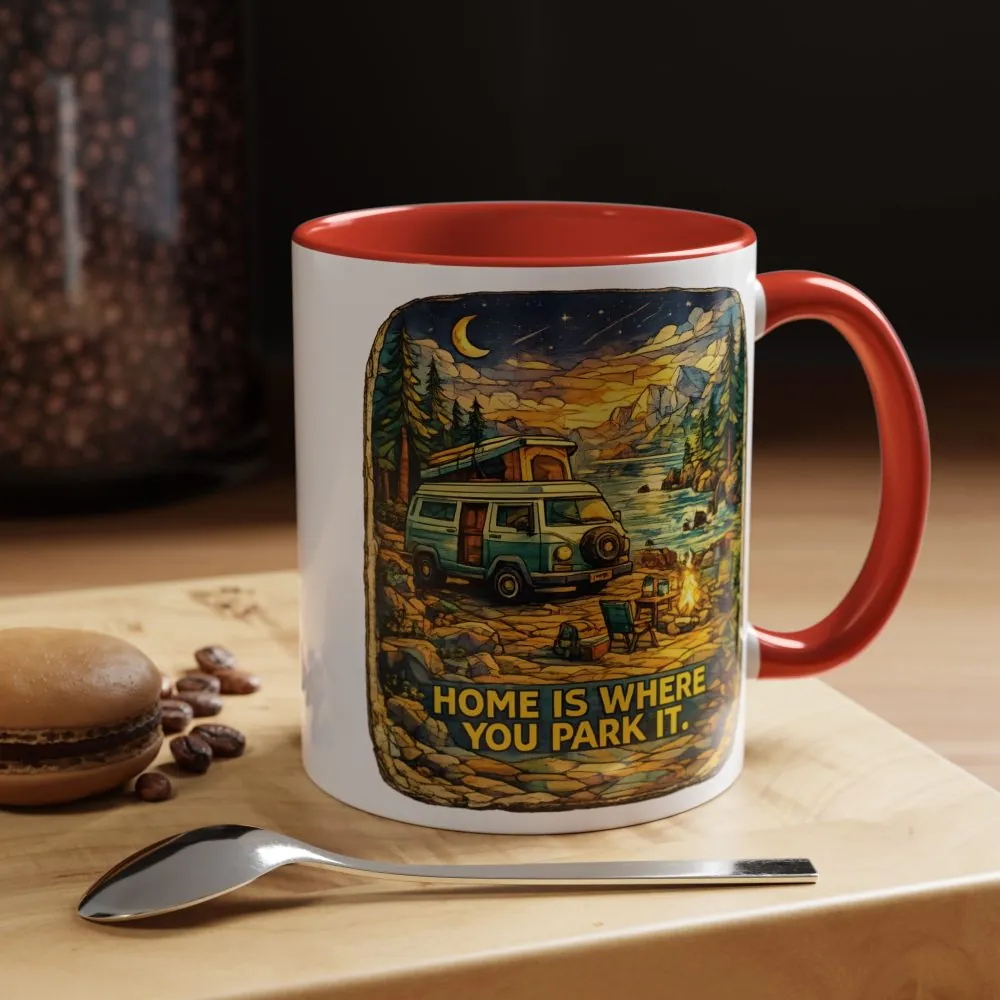 8004190099304190149_2048.jpeg Accent Coffee Mug (11, 15oz) — "Home Is Where You Park It" Design Cubic-Line