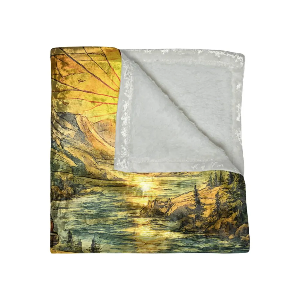 8018120021110263644_2048.jpeg Crushed Velvet Blanket —"Let The Journey Be Your Home" Design Cubic-Line
