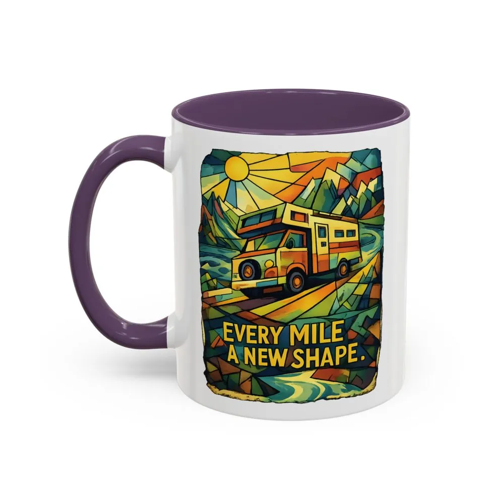 Accent Coffee Mug (11, 15oz) — "Every Mile A New Shape" Design Cubic-Line
