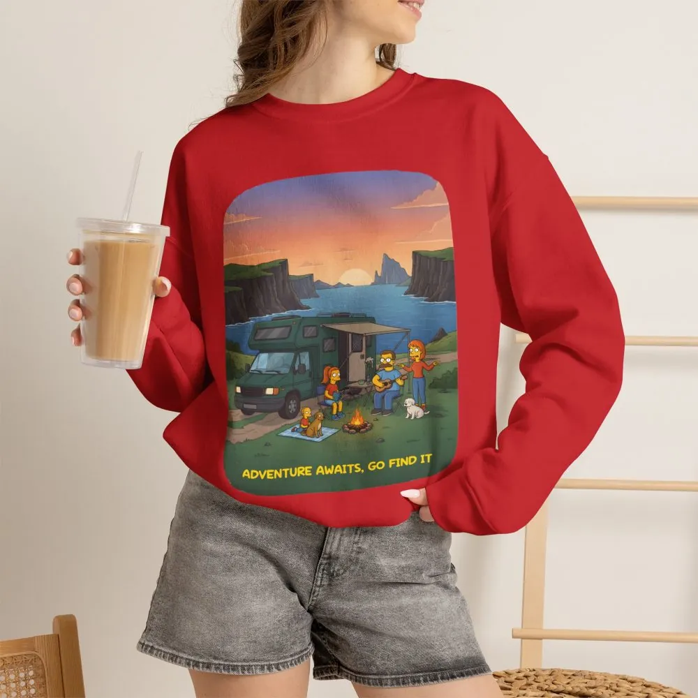 8025470309202837037_2048.jpeg Unisex Heavy Blend™ Crewneck Sweatshirt — "Adventure Awaits-Go Find It"" Design Sitcom-Line
