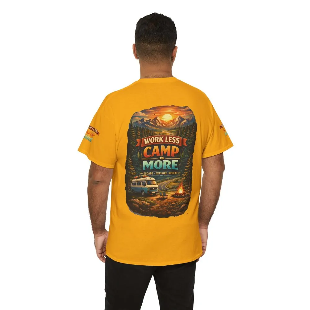 8025592996219159610_2048.jpeg Unisex Heavy Cotton Tee — "Work Less-Camp More" Design Scenic-Line