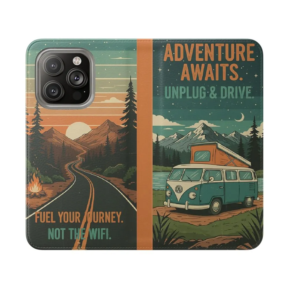 8036117191146302681_2048.jpeg Flip Phone Case — "Adventure Awaits Unplug & Drive" Wallet Case