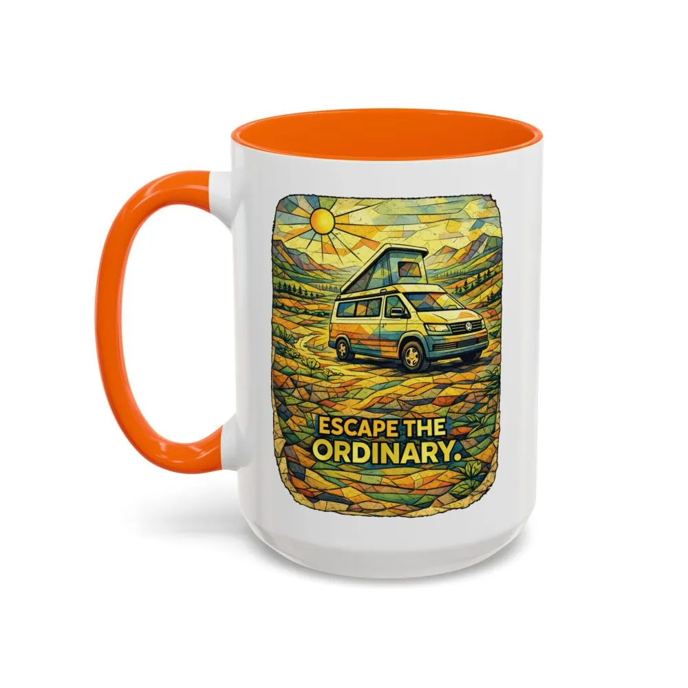 Accent Coffee Mug (11, 15oz) — "Escape The Ordinary" Design Cubic-Line