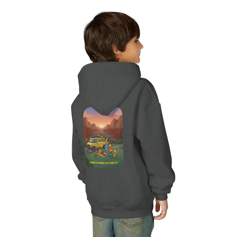 Youth Hoodie(Gildan) – "Home Is Where You Park It"" (Design Sitcom-Line)