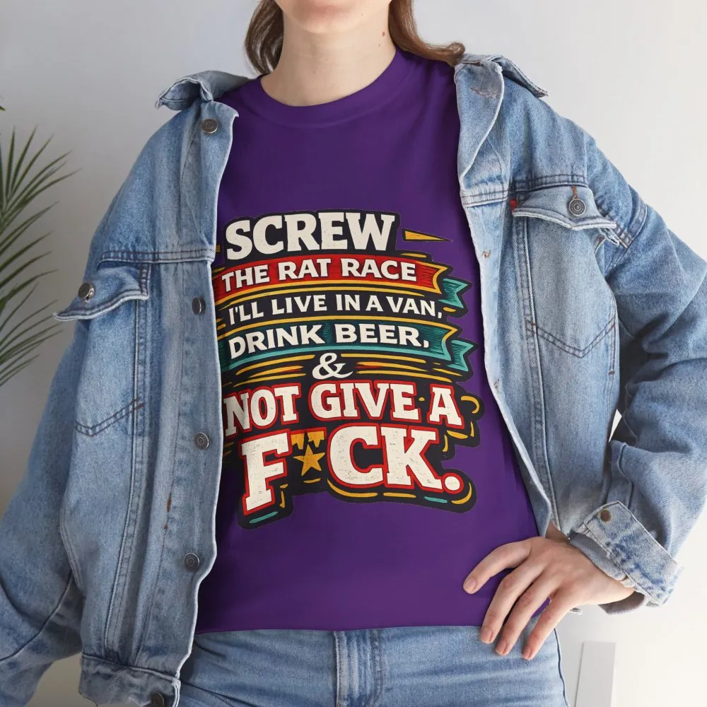 805054208755386631_2048.jpeg Unisex Heavy Cotton Tee — "Screw The Rat Race" Design F**K-Line