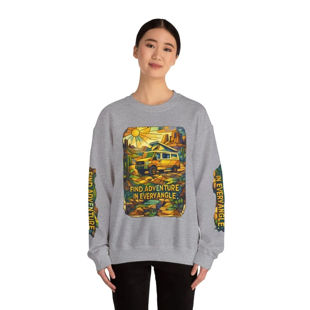 8053552671144814393_2048.jpeg Unisex Heavy Blend™ Crewneck Sweatshirt — "Find Adventure In Every Corner" Design Cubic-Line