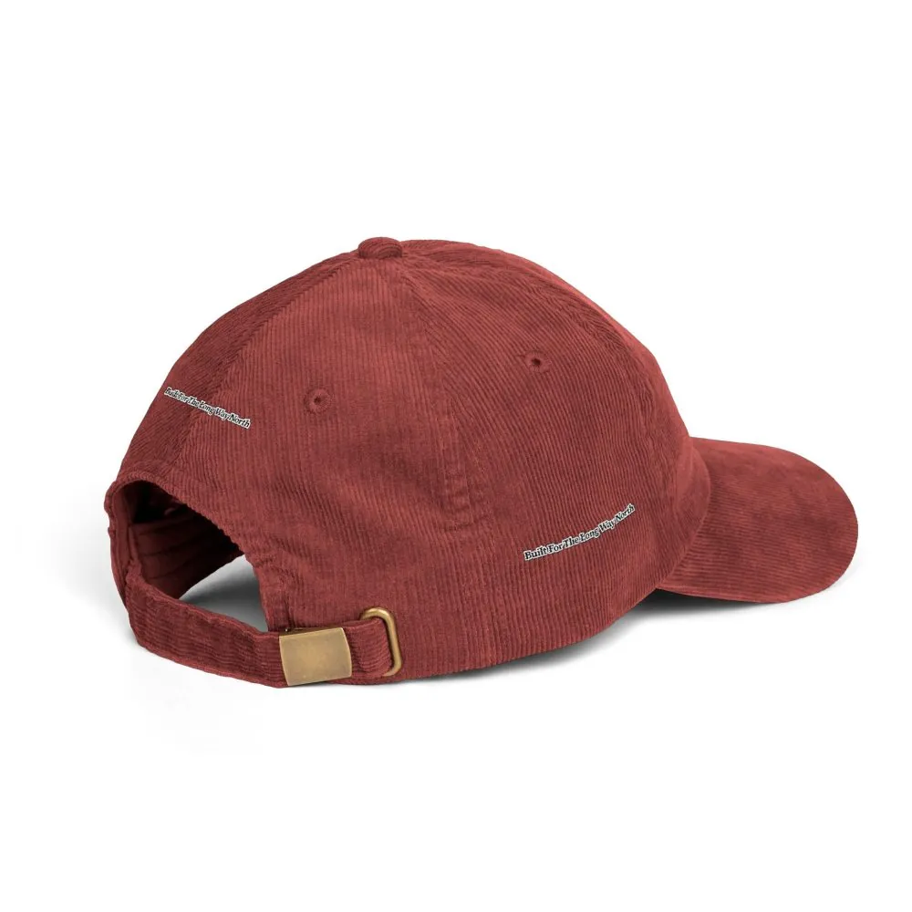 8054245076366835866_2048.jpeg Vintage Corduroy Cap (Embroidery) — "Built For The Long Way North" Embroidered Hat
