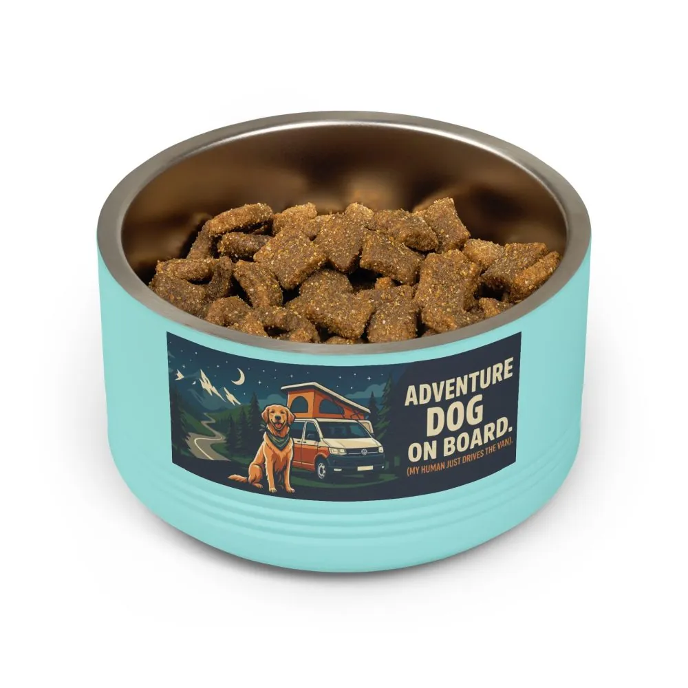 Pet Bowl — "Adventure Dog On Board " 18oz Camper & Hiking Dog Travel Bowl