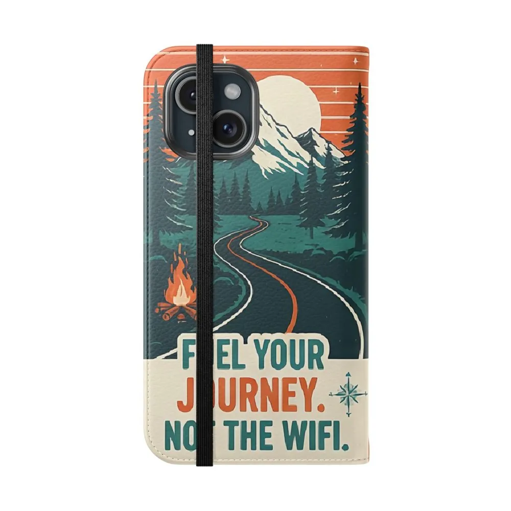 Flip Phone Case — "Adventure Awaits, Fuel Your Journey, Not the WiFi" Wallet Cover