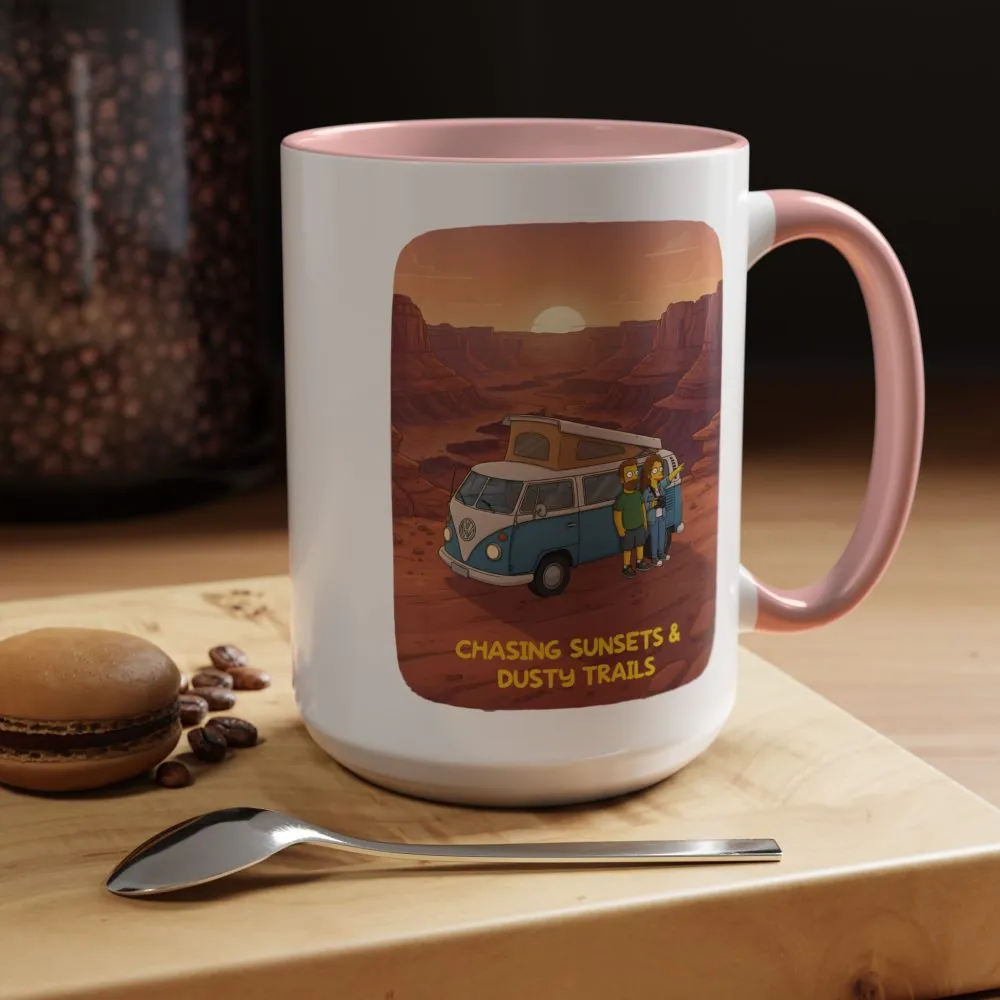 8065944877048465020_2048.jpeg Accent Coffee Mug (11, 15oz) — "Chasing Sunsets And Dusty Trails" Design Sitcom-Line