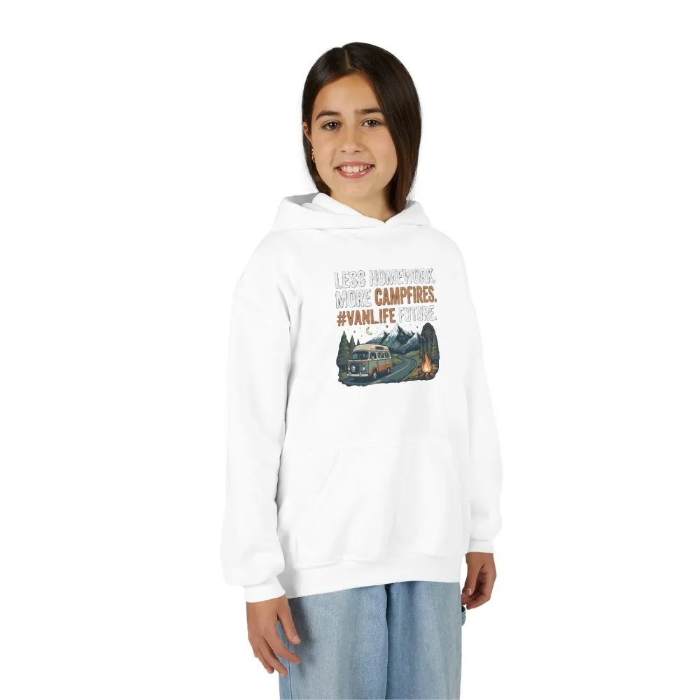 8081075749832051908_2048.jpeg Youth Hoodie(Gildan) – Less Worry, More Campfires #VanLife Adventure Pullover