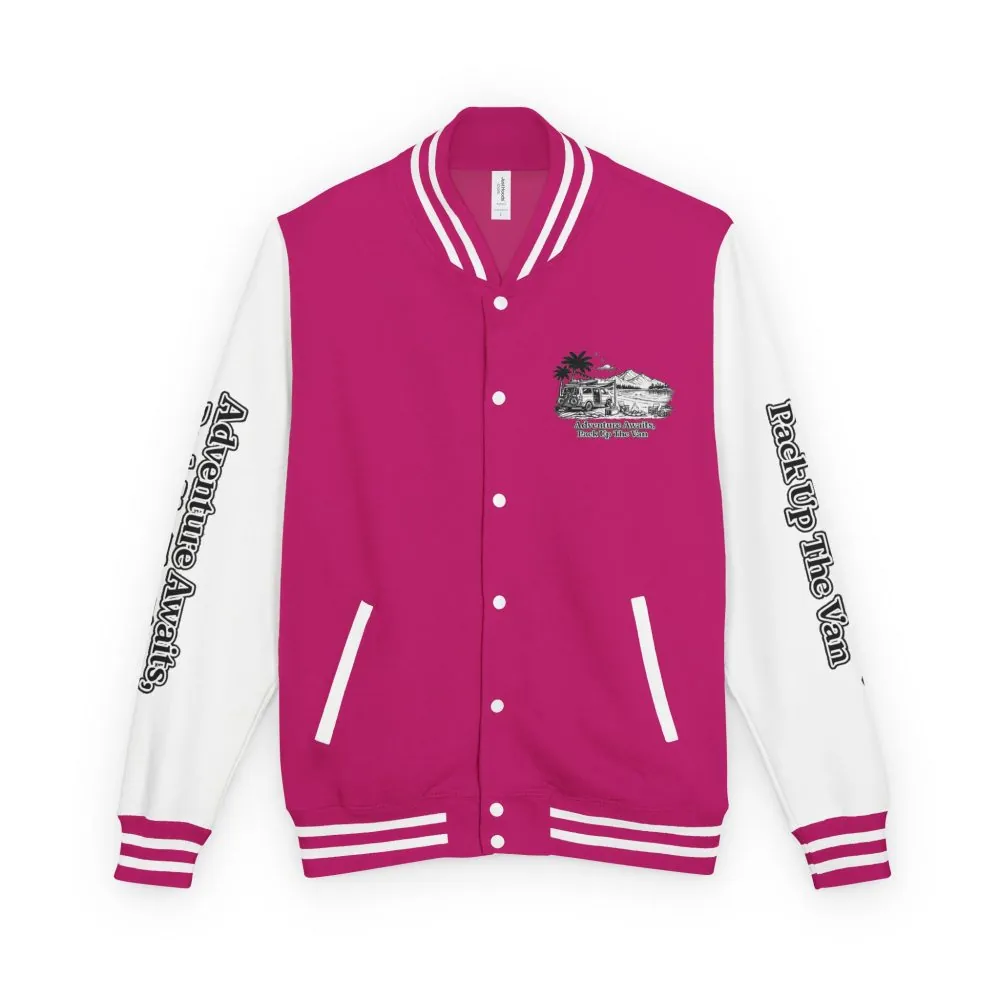 8095583405157202180_2048.jpeg Unisex Heavyweight Letterman Jacket — "Adventure Awaits,Pack Up The Van" Travel Varsity Coat