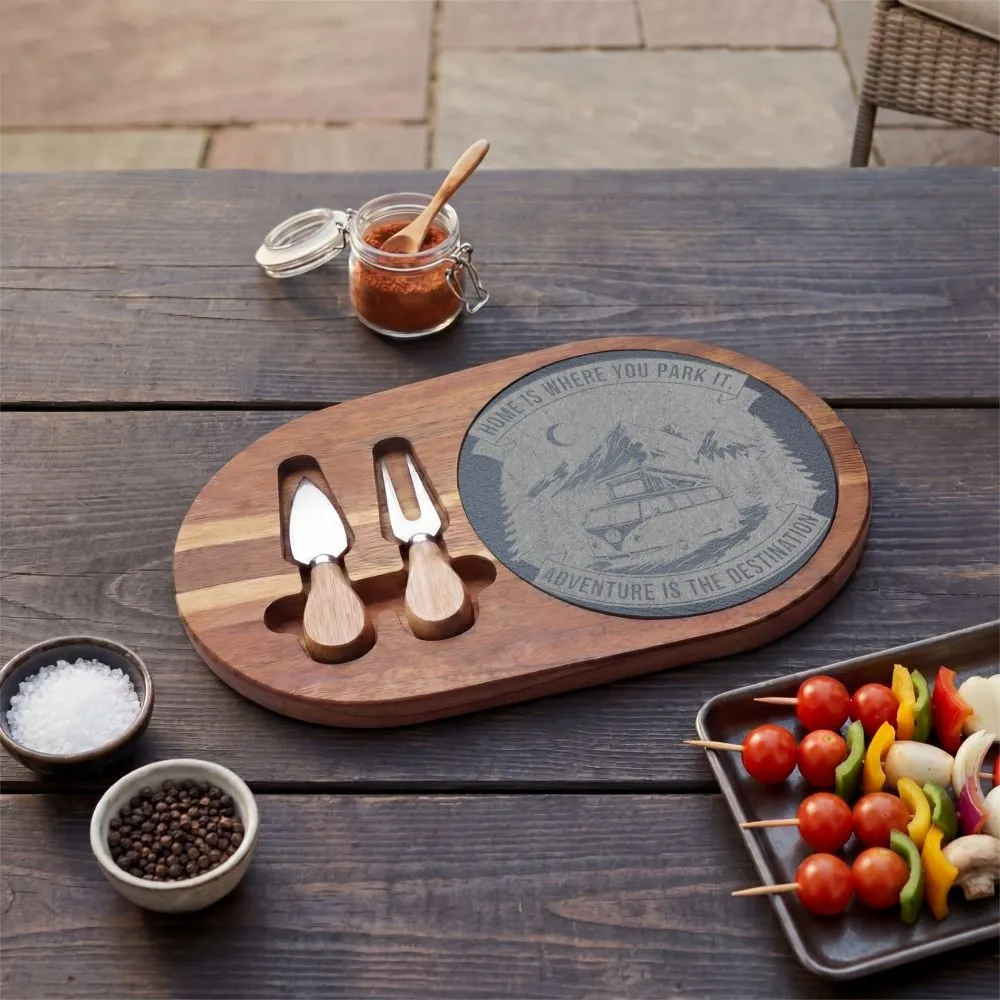 8100277197769680796_2048.jpeg Engraved Charcuterie Board - "Home Is Where You Park It-Adventure is the destination" (4 Variants Available)