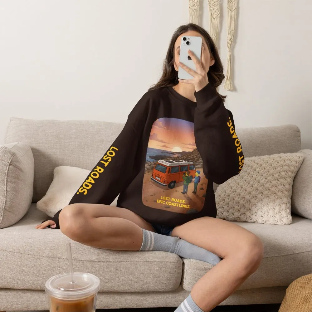 8121072517840382239_2048.jpeg Unisex Heavy Blend™ Crewneck Sweatshirt — "Lost Roads Epic Coastlines" Design Sitcom-Line