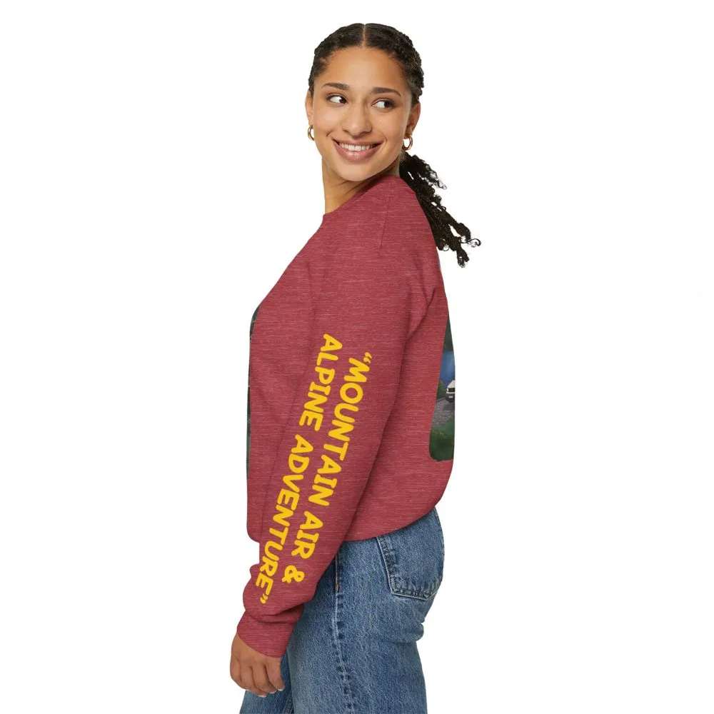 Unisex Heavy Blend™ Crewneck Sweatshirt — "Mountain Air-Alpine Adventure" Design Sitcom-Line
