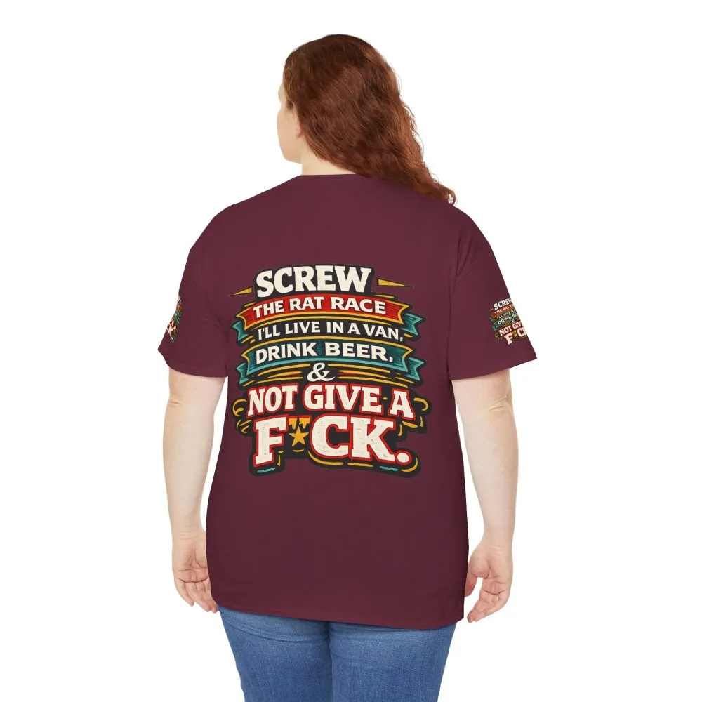 8128321353475441697_2048.jpeg Unisex Heavy Cotton Tee — "Screw The Rat Race" Design F**K-Line