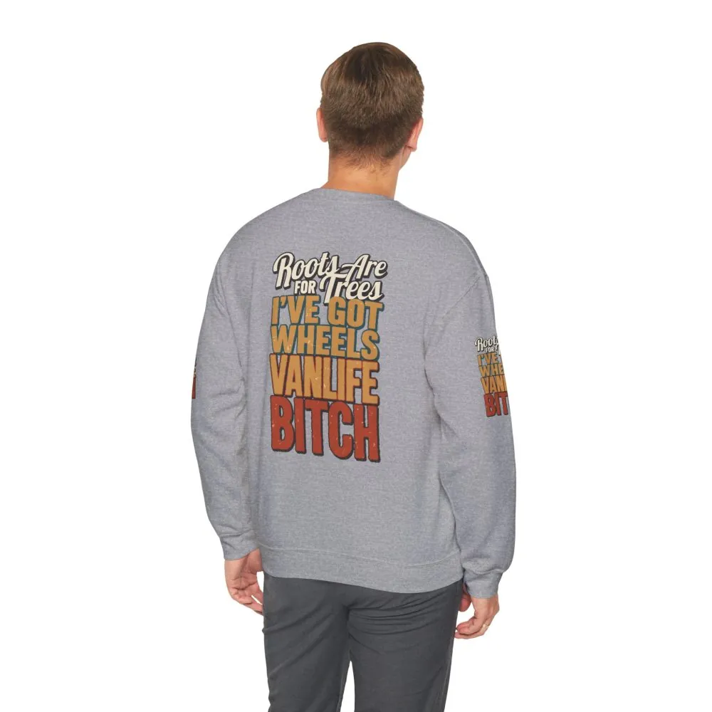 Unisex Heavy Blend™ Crewneck Sweatshirt — "Roots Are For Trees" Design F**K-Line
