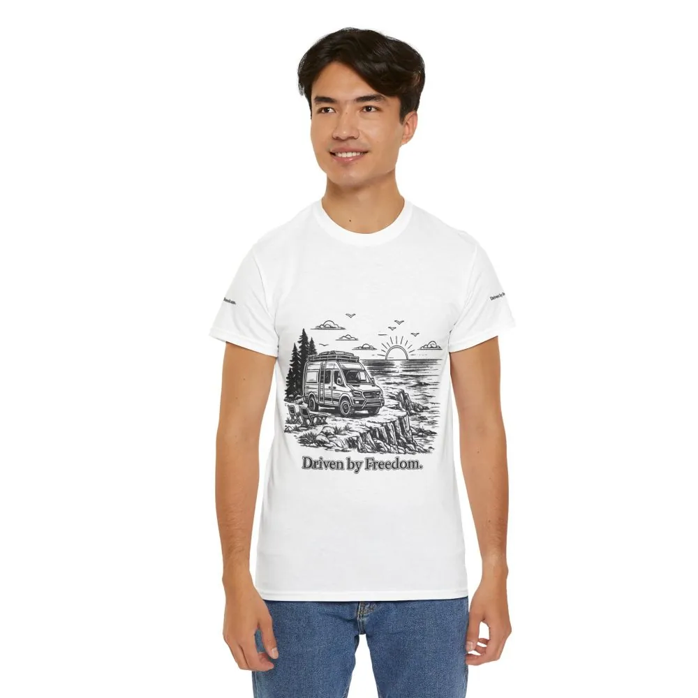 8131705930102380600_2048.jpeg Unisex Heavy Cotton Tee — ""Driven By Freedom" Design Minimal-Line