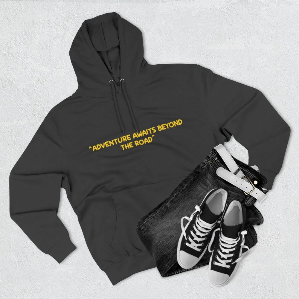 813235786829447277_2048.jpeg Three-Panel Fleece Hoodie - "Adventure Awaits Beyond The Road" Design Sitcom-Line