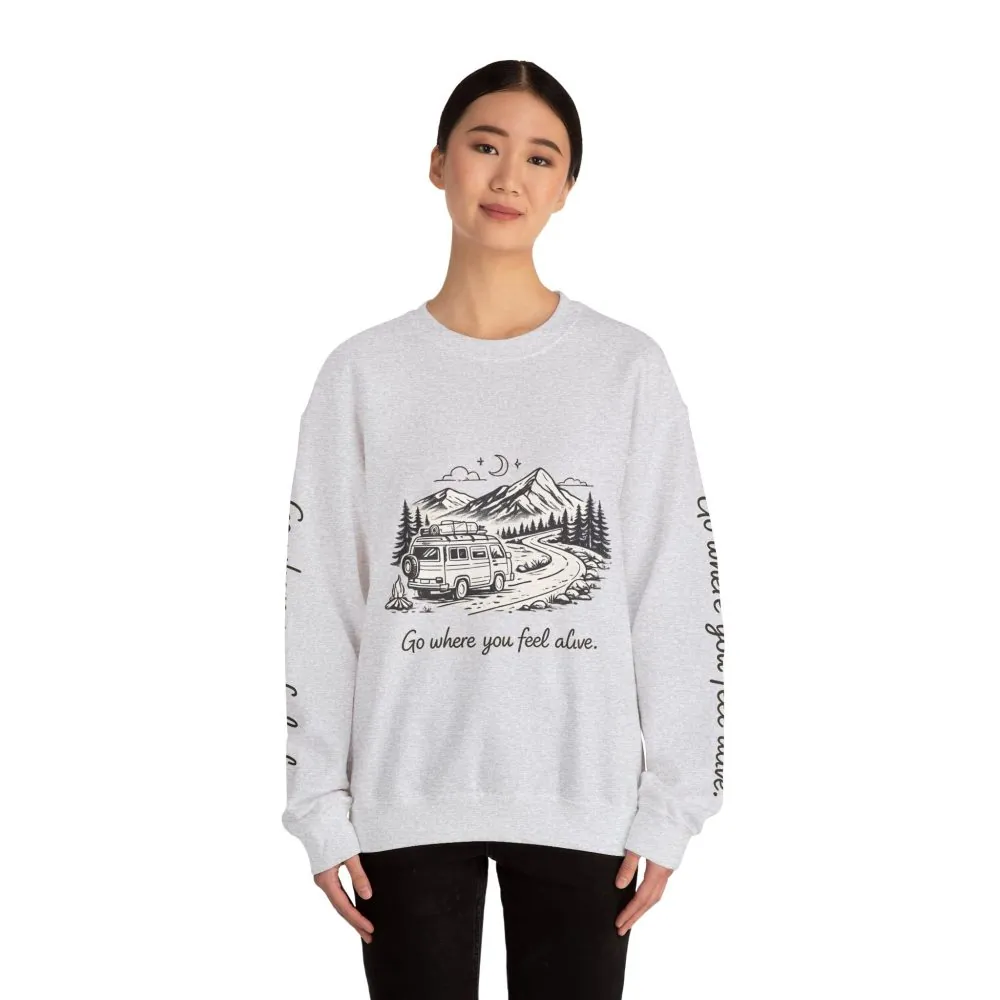 8136818429109296816_2048.jpeg Unisex Heavy Blend™ Crewneck Sweatshirt — "Go Where You Feel Alive" Design Minimal-Line