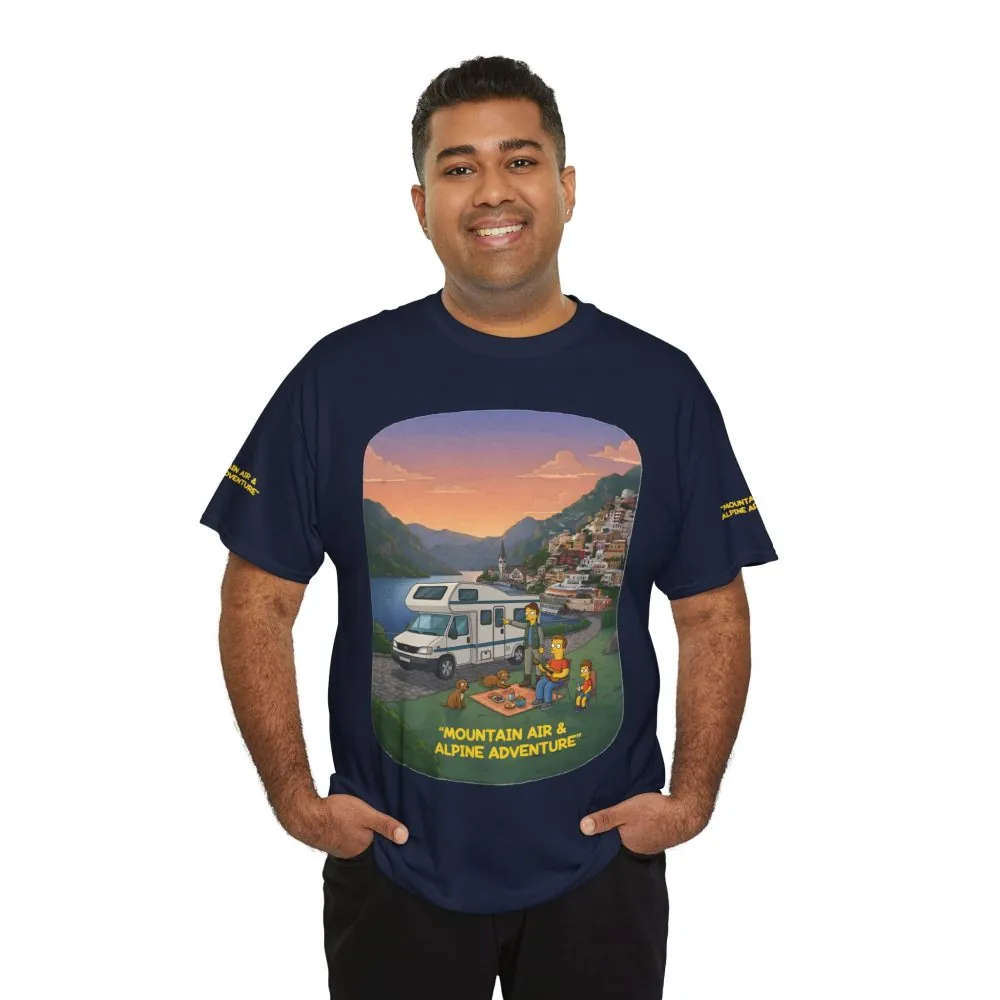 Unisex Heavy Cotton Tee — "Mountain Air-Alpine Adventure" Design Sitcom-Line