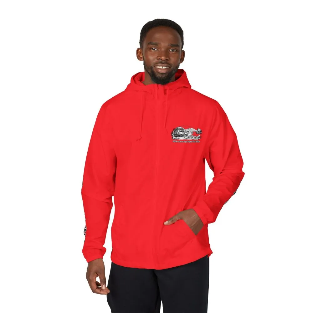 Unisex Full-Zip Windbreaker Jacket — "Lifes A Journey" (Design "Minimal-Line")