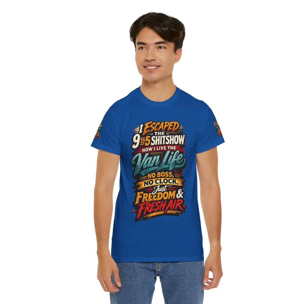 Unisex Heavy Cotton Tee — "I Escaped The 9 To 5" Design F**K-Line