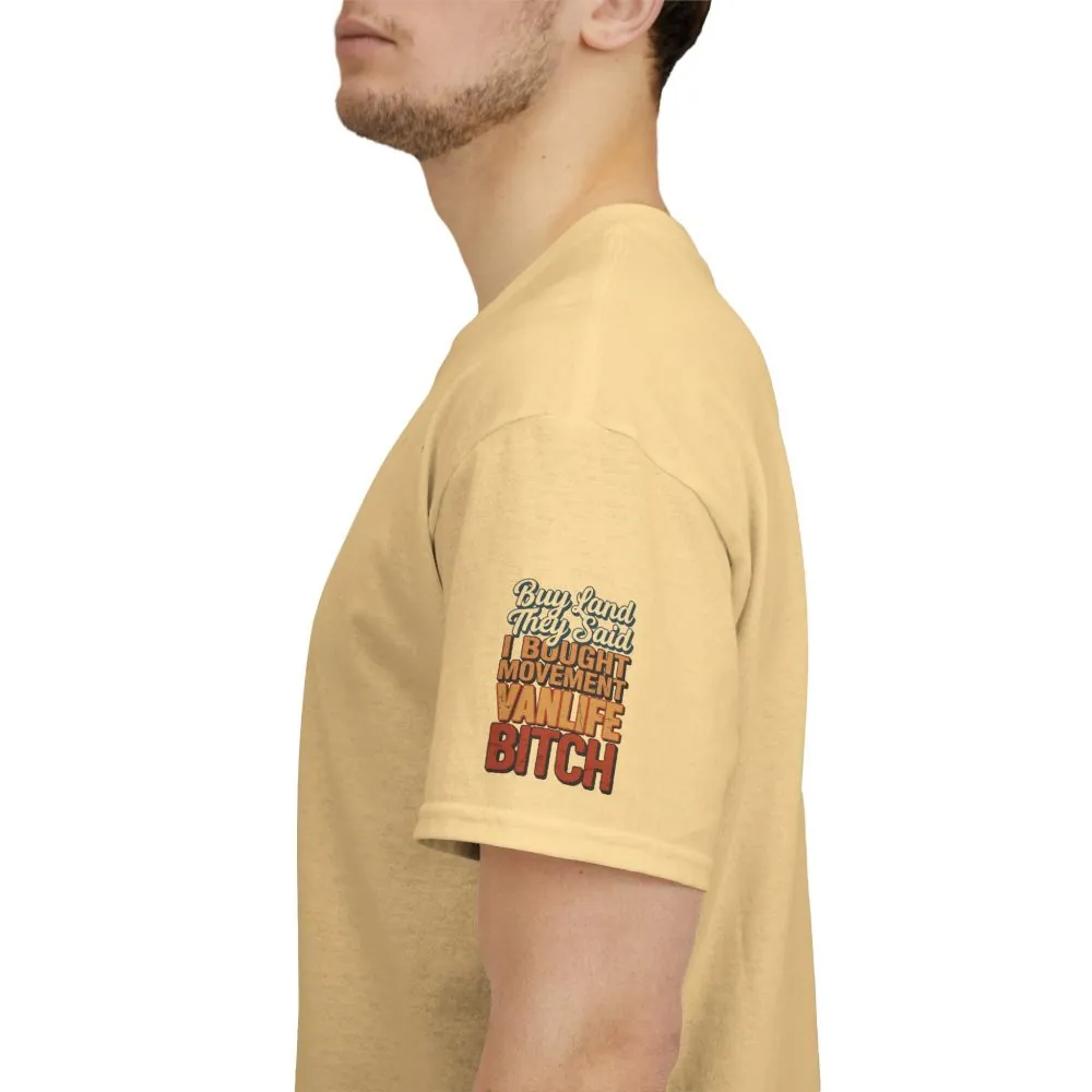 Unisex Heavy Cotton Tee — "Buy Land They Said" Design F**K-Line