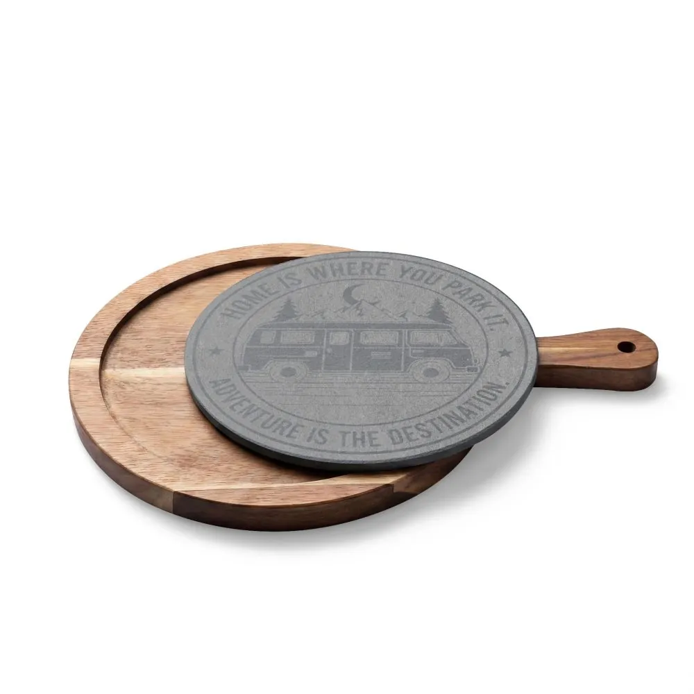 Engraved Charcuterie Board - "Home Is Where You Park It-Adventure is the destination" (4 Variants Available)