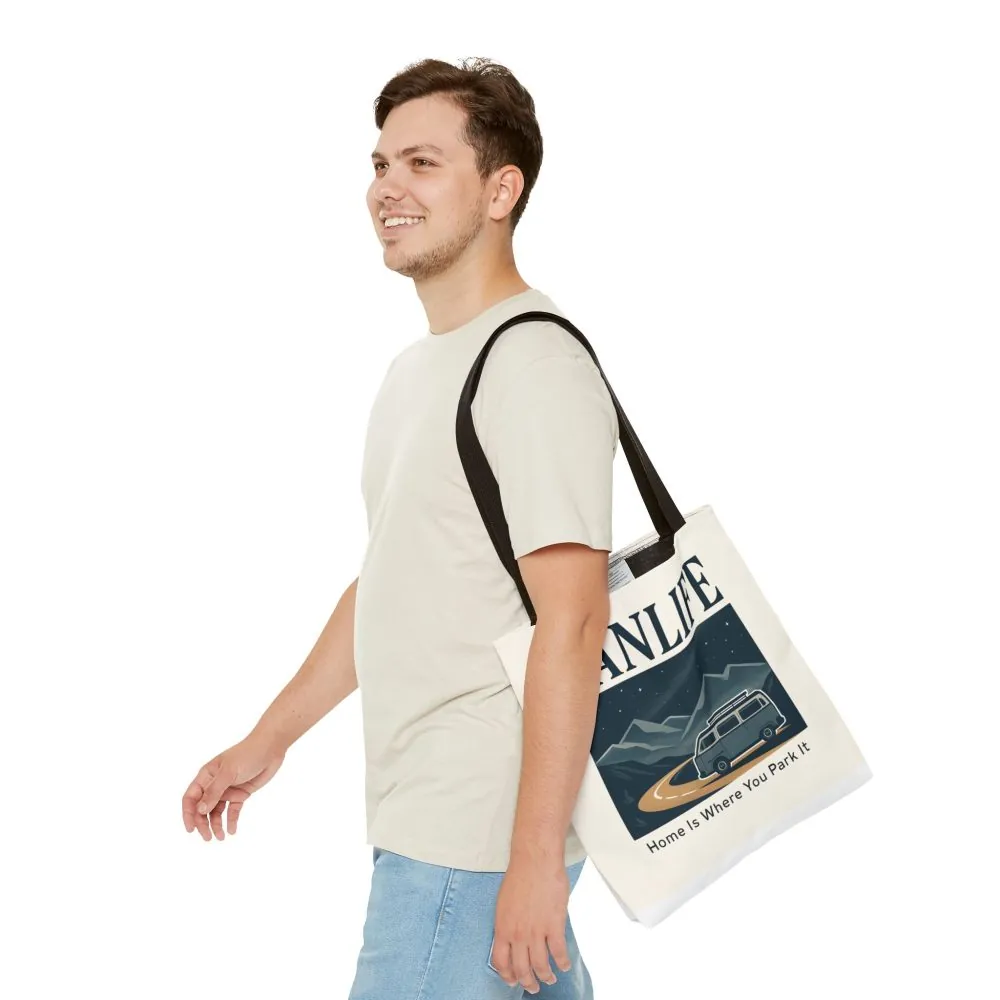 8175561108816480382_2048.jpeg Vanlife Tote Bag — "Vanlife - Home Is Where You Park It" Campervan Beach/Adventure Tote