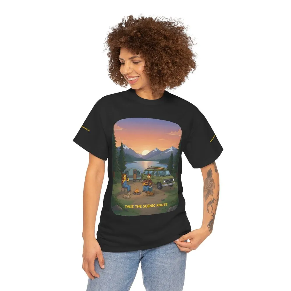819739982199004839_2048.jpeg Unisex Heavy Cotton Tee — "Take The Scenic Route" Design Sitcom-Line