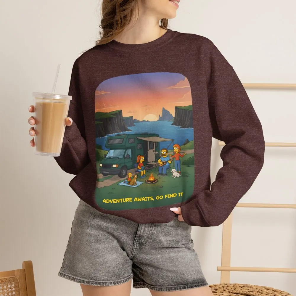 8197710433234148285_2048.jpeg Unisex Heavy Blend™ Crewneck Sweatshirt — "Adventure Awaits-Go Find It"" Design Sitcom-Line