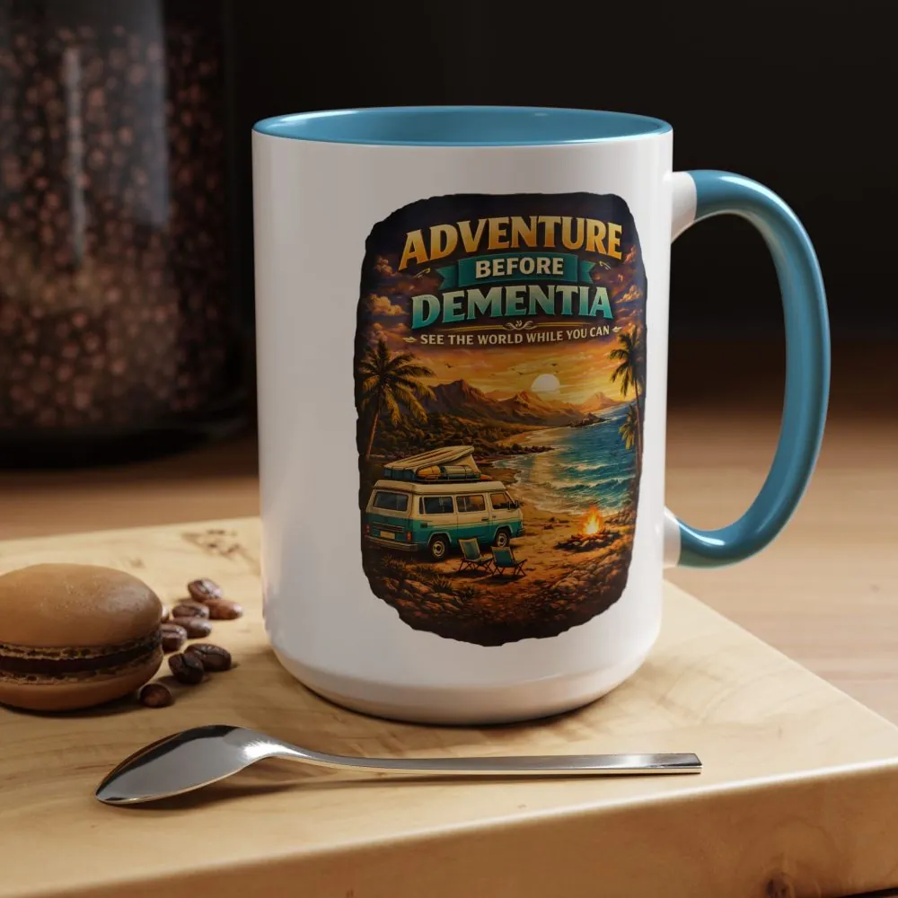 Accent Coffee Mug (11, 15oz) — "Adventure Before Dementia" Design Scenic-Line