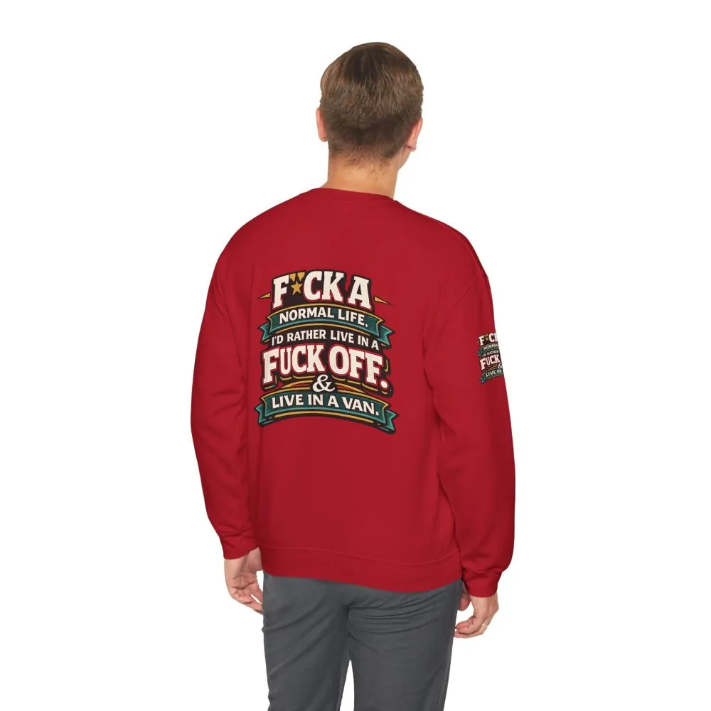 8209758253563472667_2048.jpeg Unisex Heavy Blend™ Crewneck Sweatshirt — "Fuck A Normal Life" Design F**K-Line