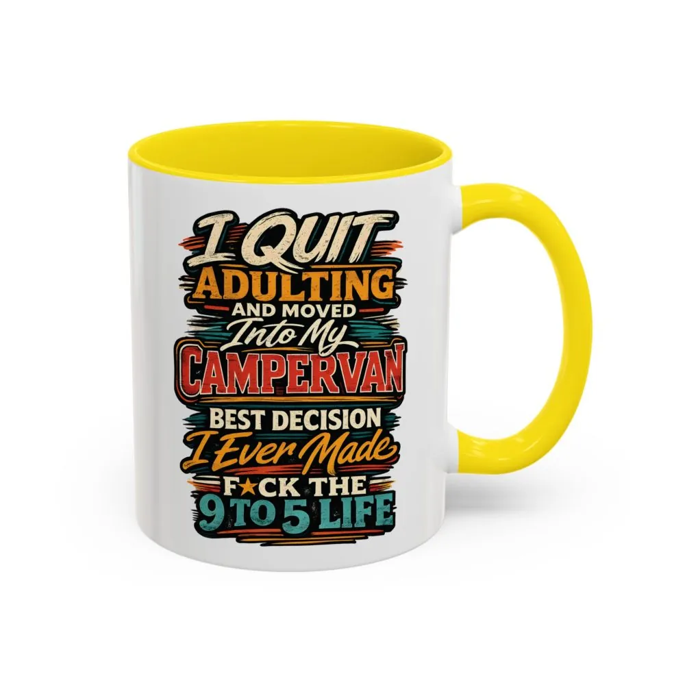 Accent Coffee Mug (11, 15oz) — "I Quit Adulting" Design F**K-Line