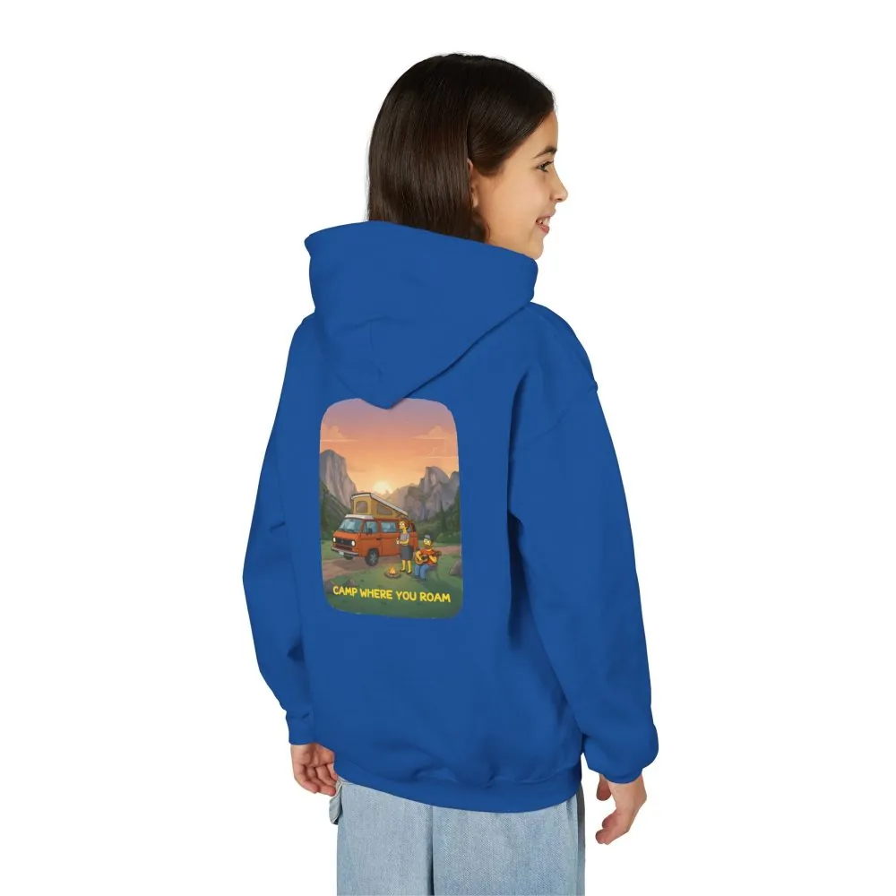 8210824396812006463_2048.jpeg Youth Hoodie(Gildan) – "Camp Where You Roam" (Design Sitcom-Line)