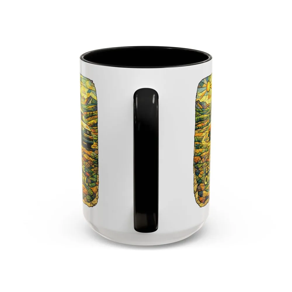 Accent Coffee Mug (11, 15oz) — "Escape The Ordinary" Design Cubic-Line