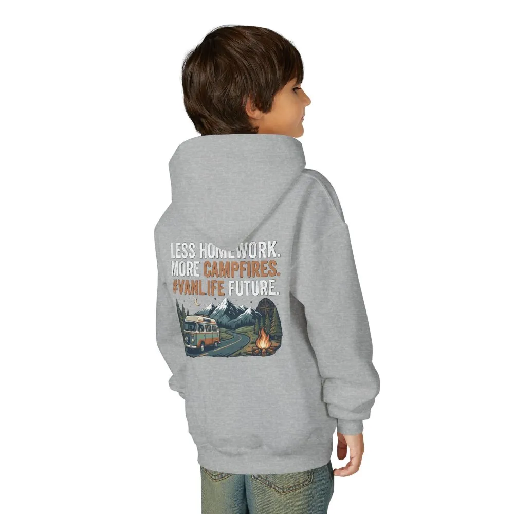 8219452288995200720_2048.jpeg Youth Hoodie(Gildan) – Less Worry, More Campfires #VanLife Adventure Pullover