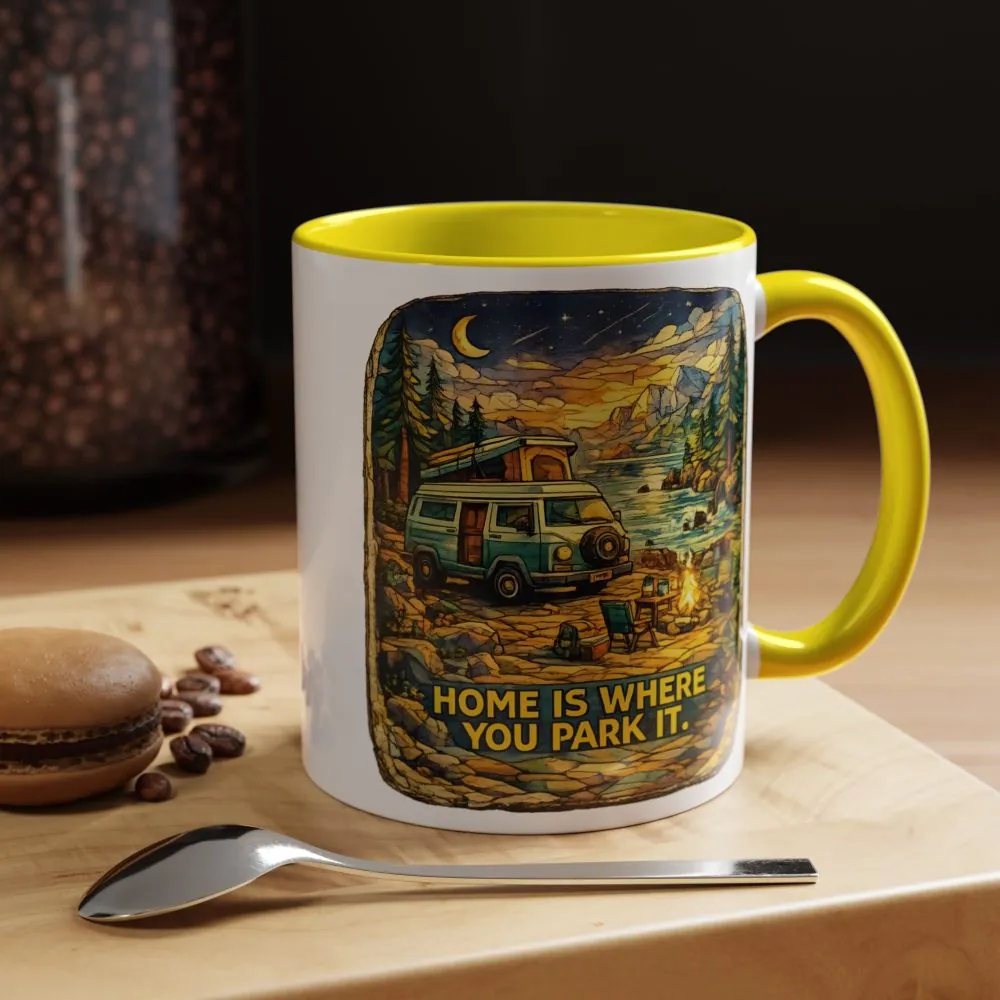 8219851624068184402_2048.jpeg Accent Coffee Mug (11, 15oz) — "Home Is Where You Park It" Design Cubic-Line