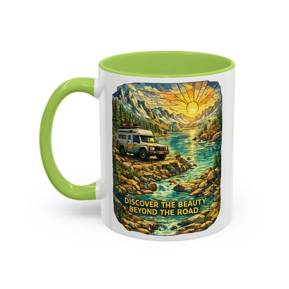 8219908387217021064_2048.jpeg Accent Coffee Mug (11, 15oz) — "Discover The Bieuty Beyond The Road" Design Cubic-Line