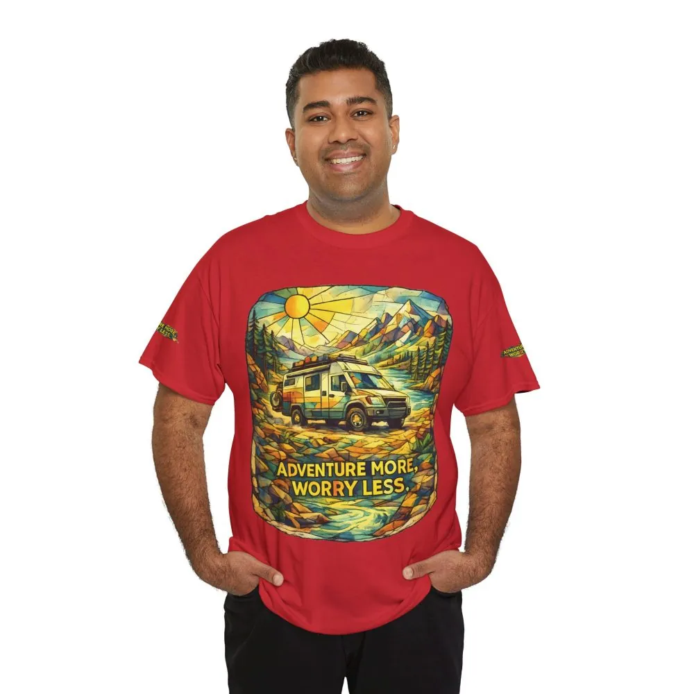 8226543216547746889_2048.jpeg Unisex Heavy Cotton Tee — "Adventure More Worry Less" Design Cubic-Line