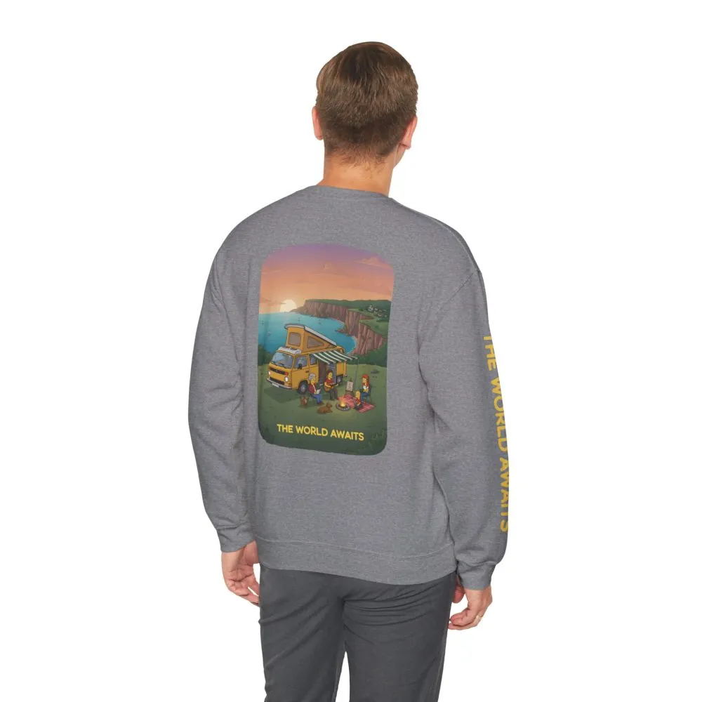 8237347862997680444_2048.jpeg Unisex Heavy Blend™ Crewneck Sweatshirt — "The World Awaits" Design Sitcom-Line