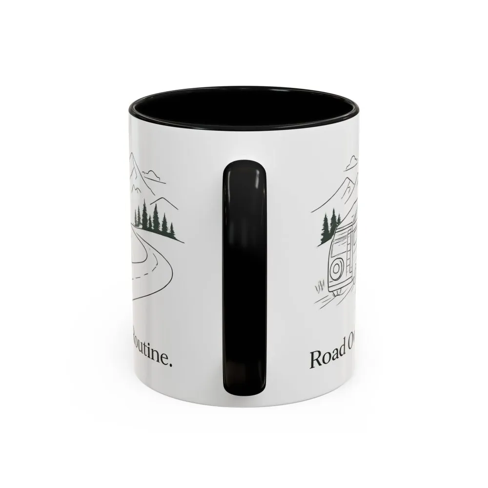 Accent Coffee Mug (11, 15oz) — "Road Over Routine" Design Minimal-Line