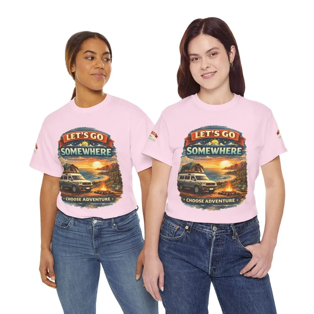 8242696031886848588_2048.jpeg Unisex Heavy Cotton Tee — "Lets Go Somewhere" Design Scenic-Line