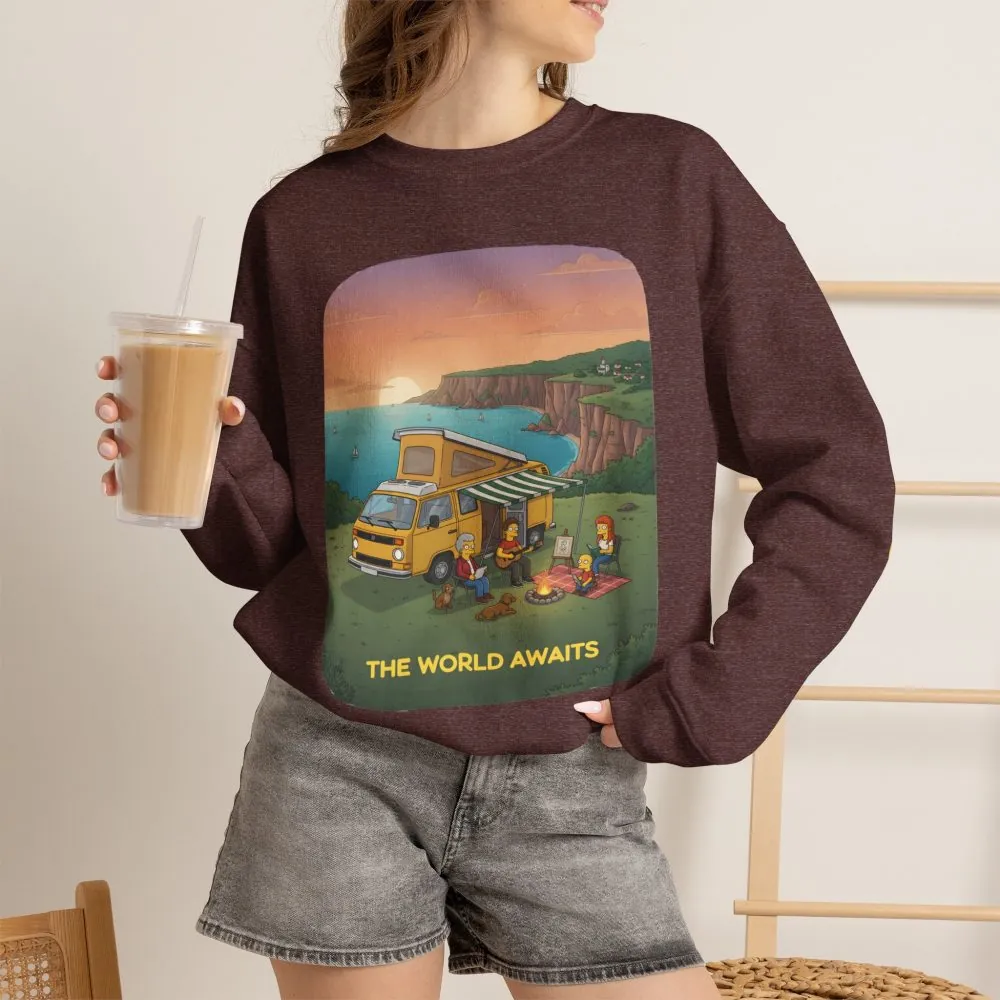 8243090111096822364_2048.jpeg Unisex Heavy Blend™ Crewneck Sweatshirt — "The World Awaits" Design Sitcom-Line