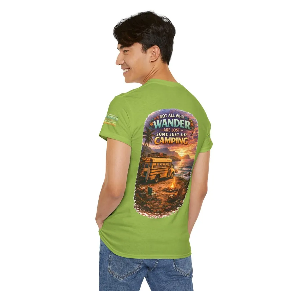 Unisex Heavy Cotton Tee — "Not All Who Wander Are Lost" Design Scenic-Line