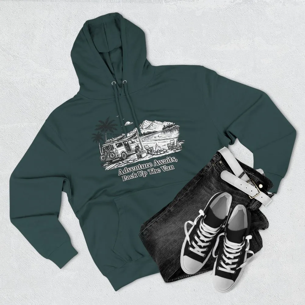 825263101194087902_2048.jpeg Three-Panel Fleece Hoodie - "Adventure Awaits,Pack Up The Van" Design Minimal-Line